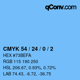 カラーコード: CMYK 54 / 24 / 0 / 2 | qconv.com
