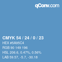 颜色代码: CMYK 54 / 24 / 0 / 23 | qconv.com