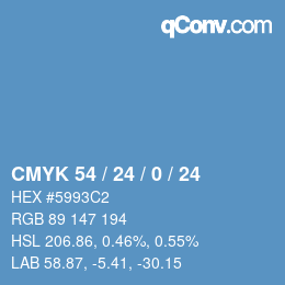 カラーコード: CMYK 54 / 24 / 0 / 24 | qconv.com