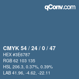 カラーコード: CMYK 54 / 24 / 0 / 47 | qconv.com