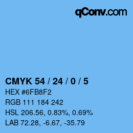 カラーコード: CMYK 54 / 24 / 0 / 5 | qconv.com