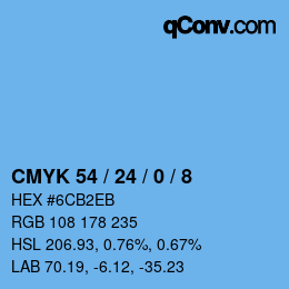 カラーコード: CMYK 54 / 24 / 0 / 8 | qconv.com