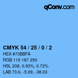 カラーコード: CMYK 54 / 25 / 0 / 2 | qconv.com