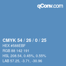 カラーコード: CMYK 54 / 26 / 0 / 25 | qconv.com