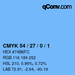 カラーコード: CMYK 54 / 27 / 0 / 1 | qconv.com