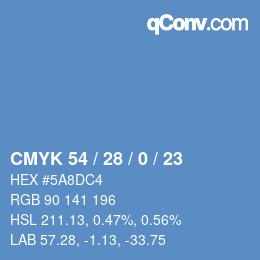 Color code: CMYK 54 / 28 / 0 / 23 | qconv.com