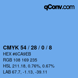 カラーコード: CMYK 54 / 28 / 0 / 8 | qconv.com