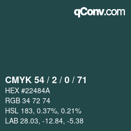 Color code: CMYK 54 / 2 / 0 / 71 | qconv.com