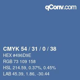 Color code: CMYK 54 / 31 / 0 / 38 | qconv.com