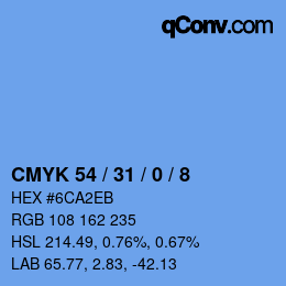 Farbcode: CMYK 54 / 31 / 0 / 8 | qconv.com