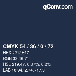 Farbcode: CMYK 54 / 36 / 0 / 72 | qconv.com