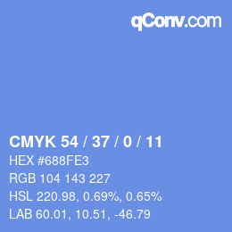 颜色代码: CMYK 54 / 37 / 0 / 11 | qconv.com