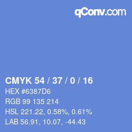 カラーコード: CMYK 54 / 37 / 0 / 16 | qconv.com