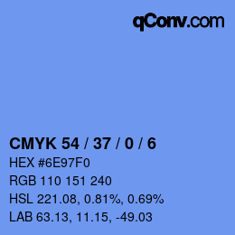 颜色代码: CMYK 54 / 37 / 0 / 6 | qconv.com
