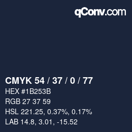 カラーコード: CMYK 54 / 37 / 0 / 77 | qconv.com