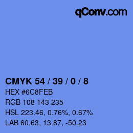 カラーコード: CMYK 54 / 39 / 0 / 8 | qconv.com