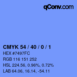 カラーコード: CMYK 54 / 40 / 0 / 1 | qconv.com