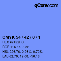 カラーコード: CMYK 54 / 42 / 0 / 1 | qconv.com