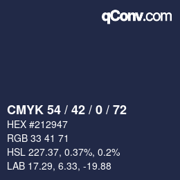 Código de color: CMYK 54 / 42 / 0 / 72 | qconv.com