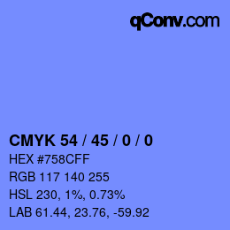 Color code: CMYK 54 / 45 / 0 / 0 | qconv.com