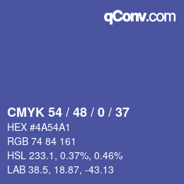 Color code: CMYK 54 / 48 / 0 / 37 | qconv.com