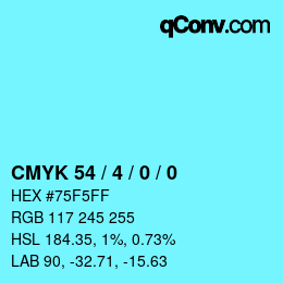 颜色代码: CMYK 54 / 4 / 0 / 0 | qconv.com