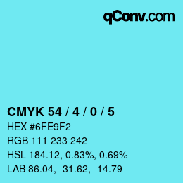 カラーコード: CMYK 54 / 4 / 0 / 5 | qconv.com