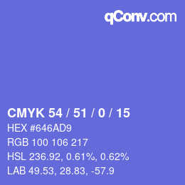 Código de color: CMYK 54 / 51 / 0 / 15 | qconv.com