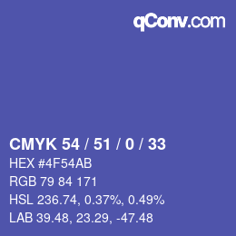 Color code: CMYK 54 / 51 / 0 / 33 | qconv.com