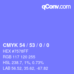 カラーコード: CMYK 54 / 53 / 0 / 0 | qconv.com