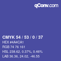 カラーコード: CMYK 54 / 53 / 0 / 37 | qconv.com