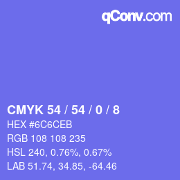 Color code: CMYK 54 / 54 / 0 / 8 | qconv.com