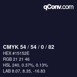 Color code: CMYK 54 / 54 / 0 / 82 | qconv.com