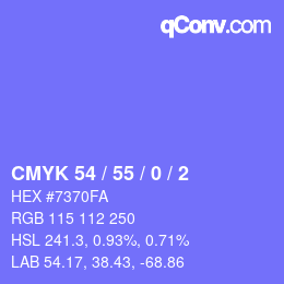 Farbcode: CMYK 54 / 55 / 0 / 2 | qconv.com