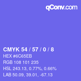 Color code: CMYK 54 / 57 / 0 / 8 | qconv.com