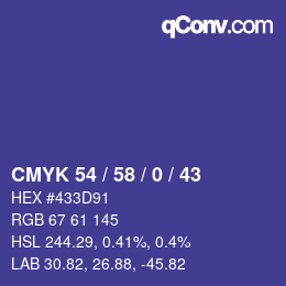 颜色代码: CMYK 54 / 58 / 0 / 43 | qconv.com