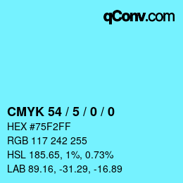 カラーコード: CMYK 54 / 5 / 0 / 0 | qconv.com