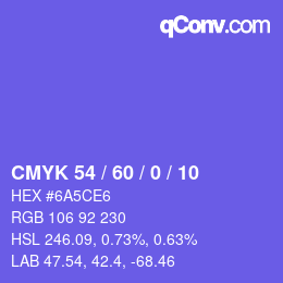 颜色代码: CMYK 54 / 60 / 0 / 10 | qconv.com