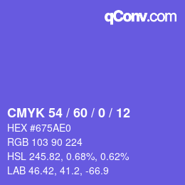 カラーコード: CMYK 54 / 60 / 0 / 12 | qconv.com