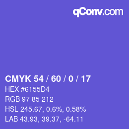 カラーコード: CMYK 54 / 60 / 0 / 17 | qconv.com