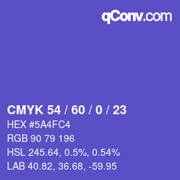 Color code: CMYK 54 / 60 / 0 / 23 | qconv.com