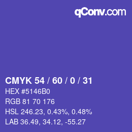 Código de color: CMYK 54 / 60 / 0 / 31 | qconv.com