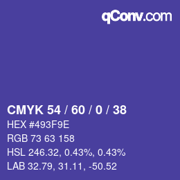颜色代码: CMYK 54 / 60 / 0 / 38 | qconv.com