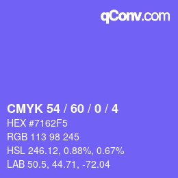 Color code: CMYK 54 / 60 / 0 / 4 | qconv.com