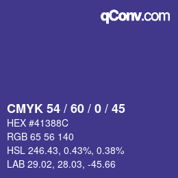 Color code: CMYK 54 / 60 / 0 / 45 | qconv.com