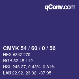 カラーコード: CMYK 54 / 60 / 0 / 56 | qconv.com
