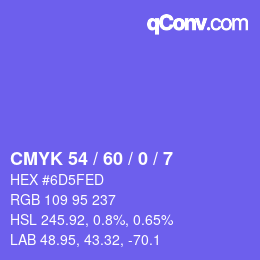 Color code: CMYK 54 / 60 / 0 / 7 | qconv.com