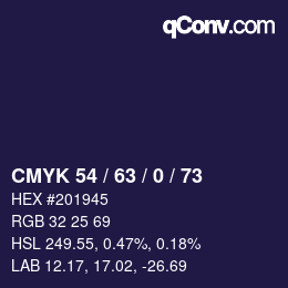 颜色代码: CMYK 54 / 63 / 0 / 73 | qconv.com