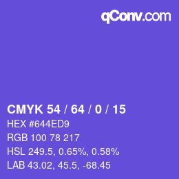 颜色代码: CMYK 54 / 64 / 0 / 15 | qconv.com