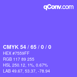 Color code: CMYK 54 / 65 / 0 / 0 | qconv.com